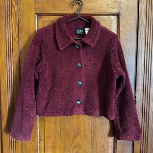 Sota Clothing Plush Burgundy Cropped Teddy Jacket